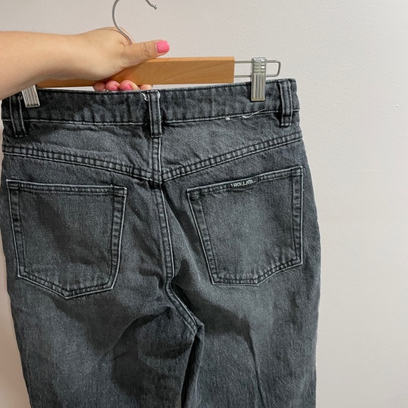 Rollas Original Cropped Straight Denim Jeans Black 26 - Picture 3 of 5